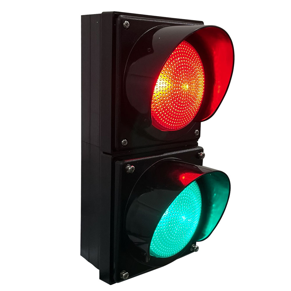 Yuqori oqimli qizil/yashil toʻliq sharli svetofor (ikki birlik)