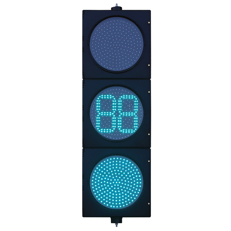 Ortga hisoblash taymeri bilan kam quvvatli qizil/sariq/yashil to'liq sharli svetofor