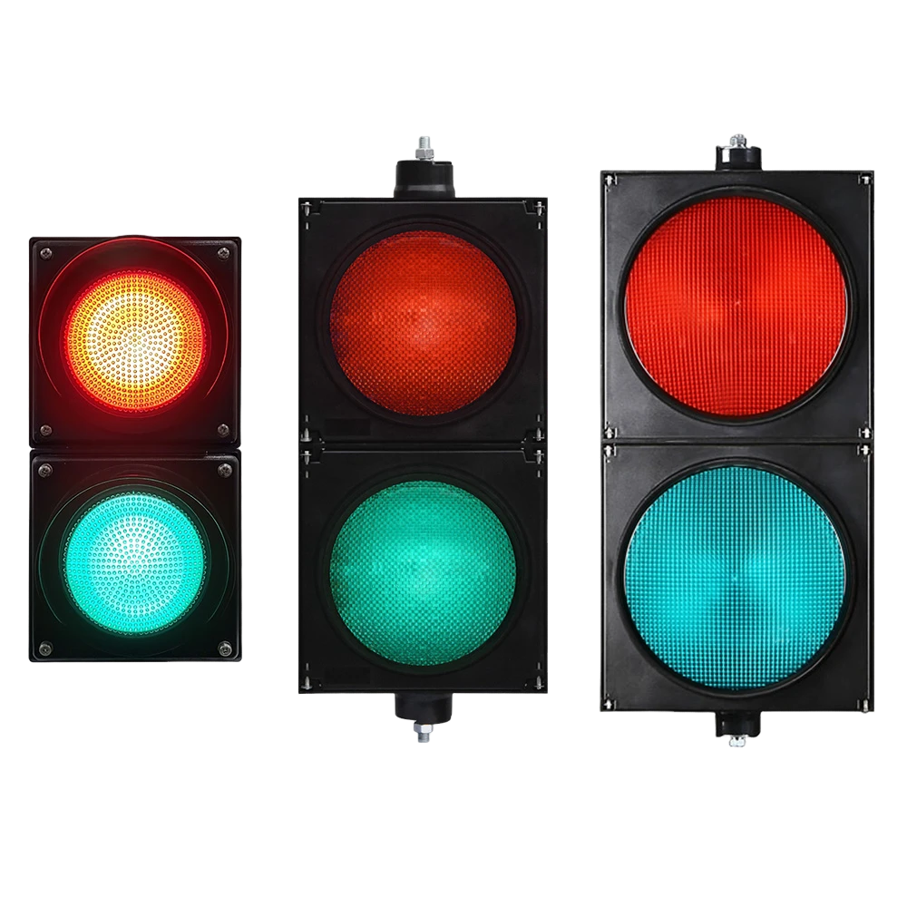 Yuqori oqimli qizil/yashil toʻliq sharli svetofor (ikki birlik)